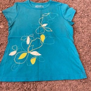 blue, floral printed tee